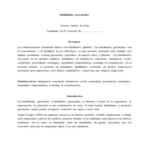 Habilidades gerenciales