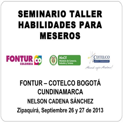 Habilidades Para Meseros -  Fontur 