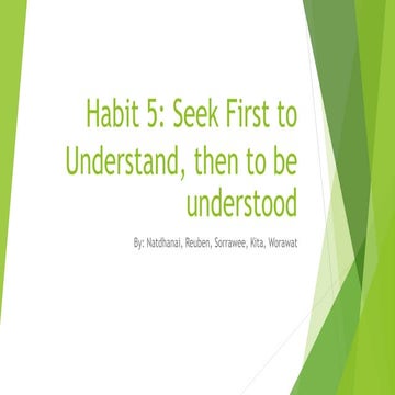 Habit 5: Seek First to Understand, then to be Understood - Natdhanai Group