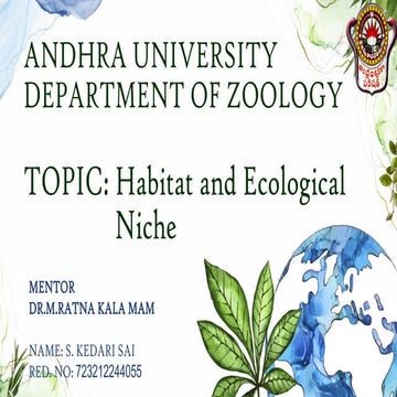 Habitat and Ecological Niche for M.SC zoology students