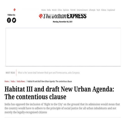 Habitat iii conlicting points on india