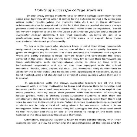 Habits of successful college students