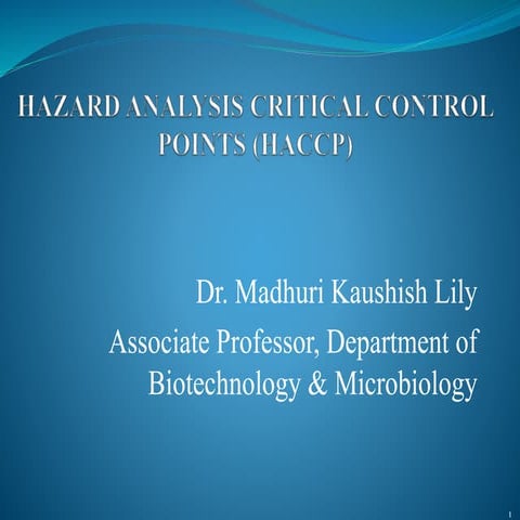 Hazard analysis critical control point (HACCP)