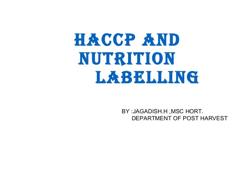 Haccp and nutrition labelling
