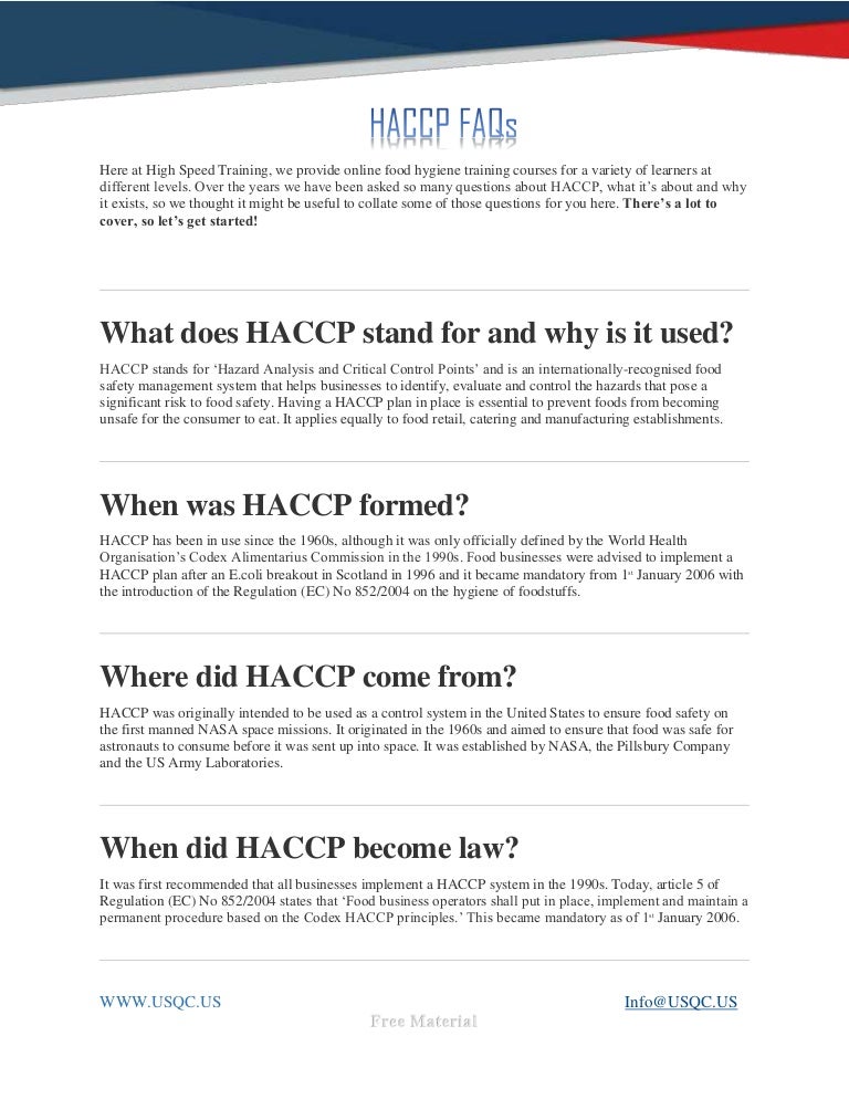 Haccp Faqs