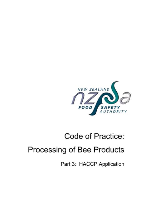Haccp plan for honey