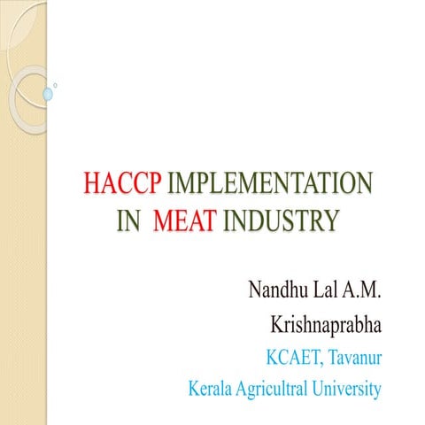 HACCP Plan in Meat Industry