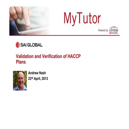 Validation and Verification of HACCP Plans - Webinar Presentation