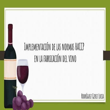 HACCP VINO SU IMPLEMENTACION, DETERMINACION DE PCC