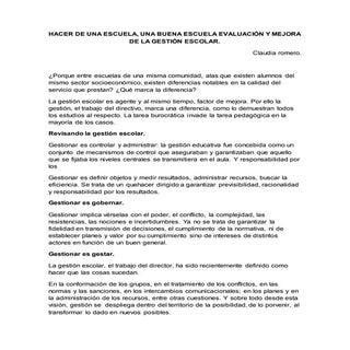 Hacer de una escuela una buena escu...