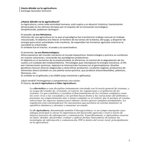 Hacia donde va la agricultura