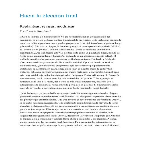 Hacia la elección final