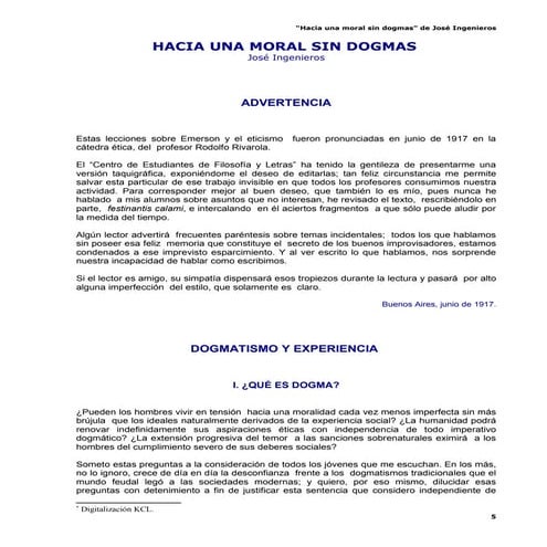 Hacia Una Moral Sin Dogmas José Ingenieros | DOC