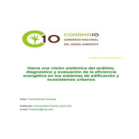 Hacia una visión sistémica del análisis diagnóstico yevaluación de la eficiencia energética