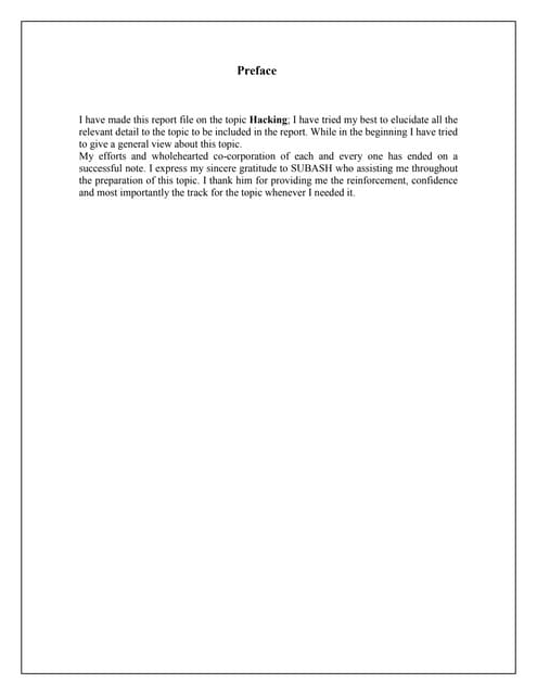 Report on Hacking
