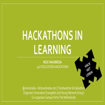 Hackathons in learning - How to Apply it?