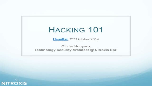 Hacking 101 (Henallux, Owasp Top 10, WebGoat, Live Demo) 