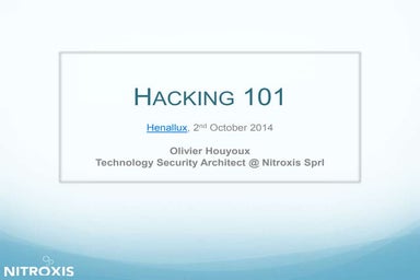 Hacking 101 (Henallux, Owasp Top 10, WebGoat, Live Demo) 