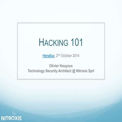Hacking 101 (Henallux, Owasp Top 10, WebGoat, Live Demo) 