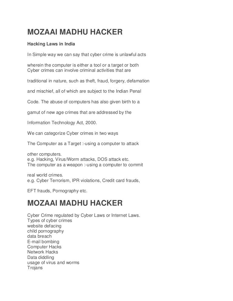 Hacking laws in india