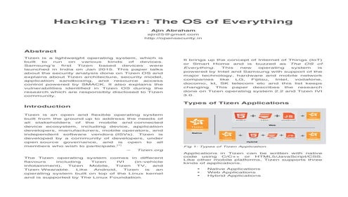 Hacking Tizen: The OS of everything - Whitepaper