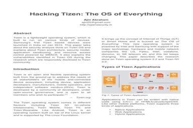 Hacking Tizen: The OS of everything - Whitepaper