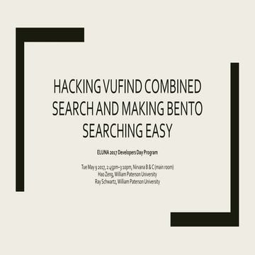 Hacking vufind combined search and making bento searching