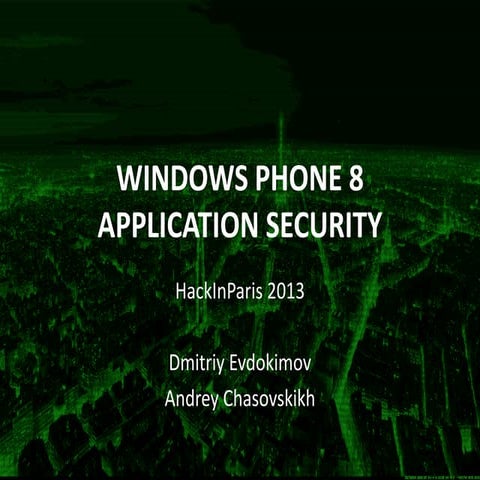Windows Phone 8 application security