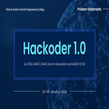 Hackoder 1.0 by GDSC-SAKEC, SAKEC Alumni Association and SAKEC IIC 6.0