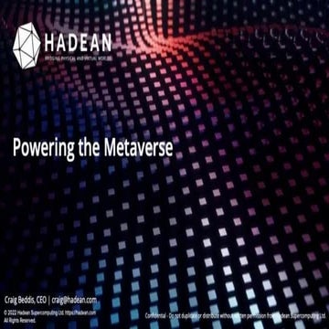 Hadean's $30M Series A pitch deck for Web3 metaverse infrastructure