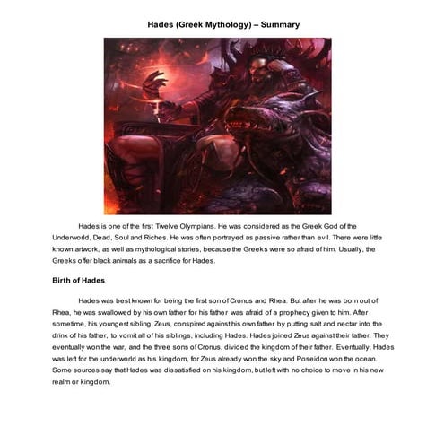 Hades (Greek Mythology) - Summary