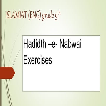 Hadidthexercises Grade 9 Islamiyatt Pptx Free Download