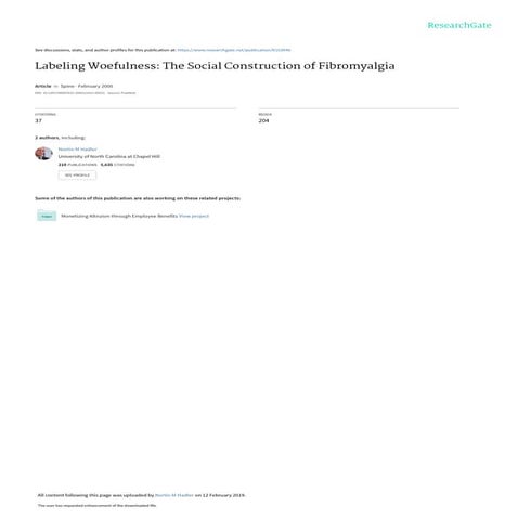 Labeling Woefulness: The Social Construction of Fibromyalgia