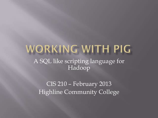 AWS Hadoop and PIG and overview