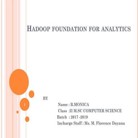 Hadoop foundation for analytics,B Monica II M.sc computer science ,BON SECOUR...