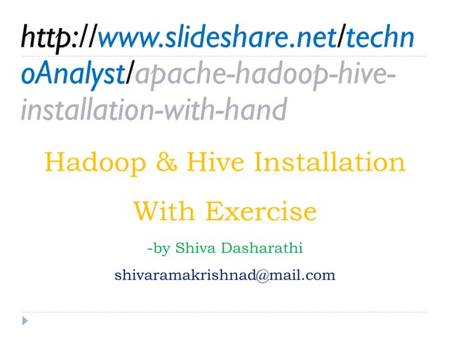 Apache Hadoop & Hive installation with movie rating exercise