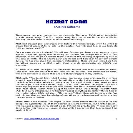Hadrat Adam (as) | PDF