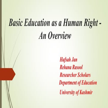 Basic Education as a Human Right: An Overview