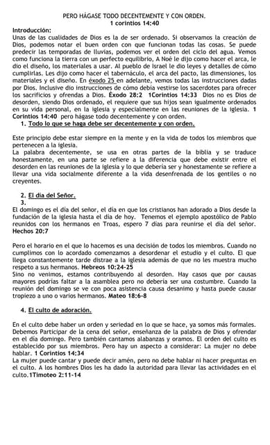 Hagase todo decentemente y con orden 