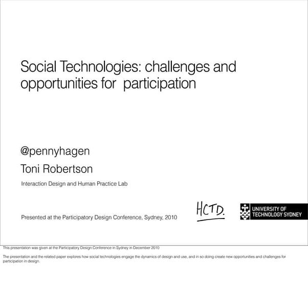 Social Technologies: challenges and opportunities for participation
