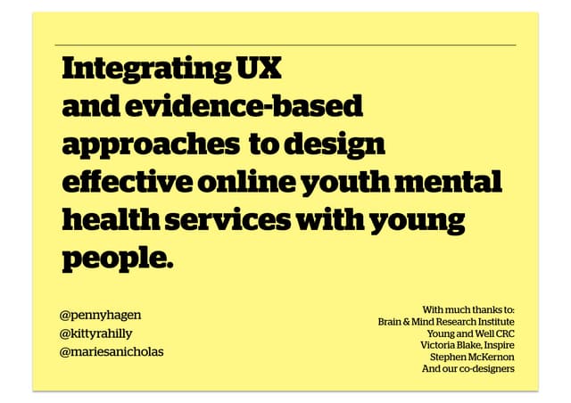 Integrating UX and evidence-based approaches to design effective youth mental health services