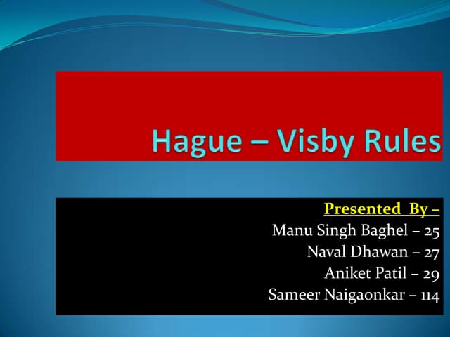 Hague   visby article 1-3