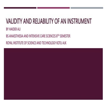 Validity and Reliability of an Instrument Brief Introduction.pptx
