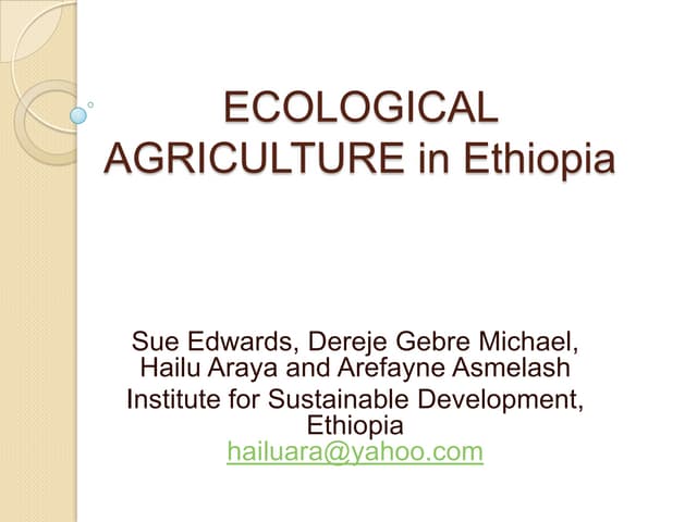 Sustainable agriculture development in Ethiopia