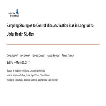 Sampling Strategies to Control Misclassification Bias in Longitudinal Udder H...