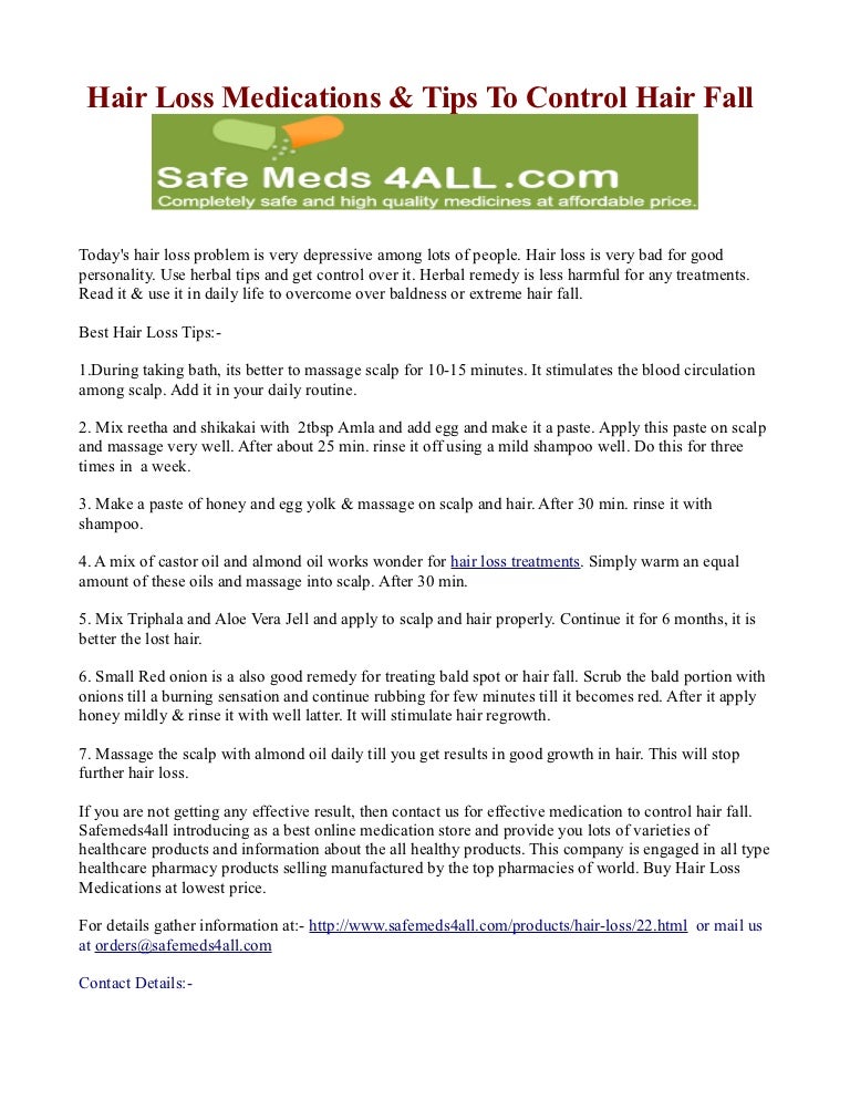 Hair Loss Medications Tips To Control Hair Fall