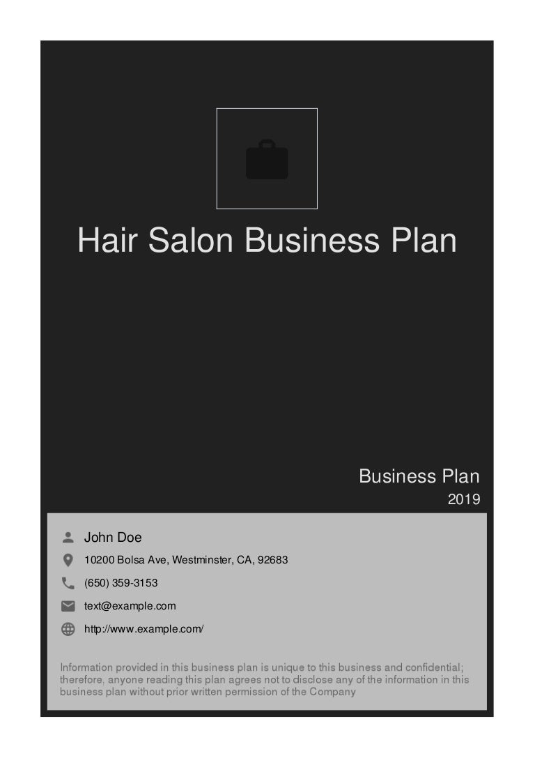 Hair salon business plan example
