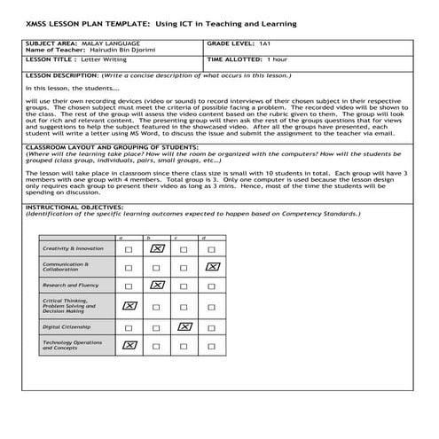 Hairudin ict lesson plan