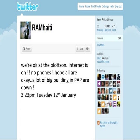 Haiti Earthquake Twitter Feed