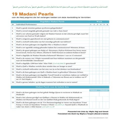 Hajion kay liay 19 madani phool.dutch